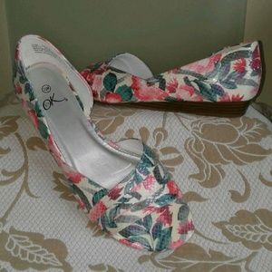 Floral Open-Toe Flats